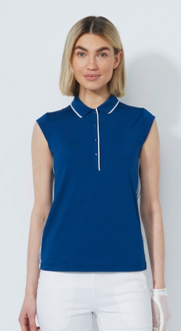 Daily Sports BLUE ILLUSIONS Stud Logo Sleeveless Polo Shirt