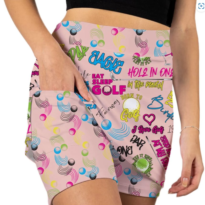 SKORT OBSESSION TEE TIME BLUSH GOLF SKORT 17"