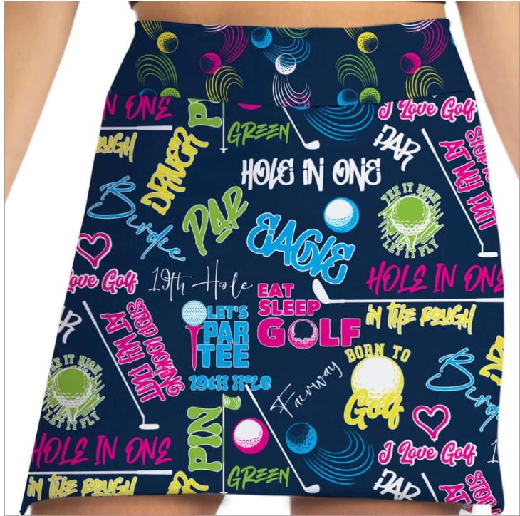 SKORT OBSESSION TEE TIME NAVY GOLF SKORT 17"