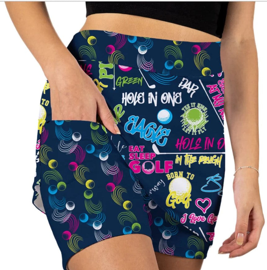 SKORT OBSESSION TEE TIME NAVY GOLF SKORT 17"