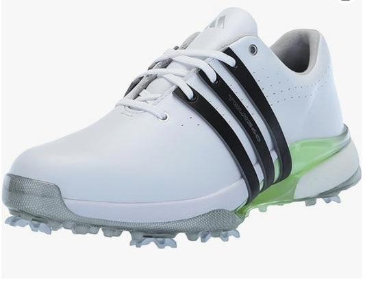 Adidas Tour360 24 Shoe in White/Green Spark/Core Black