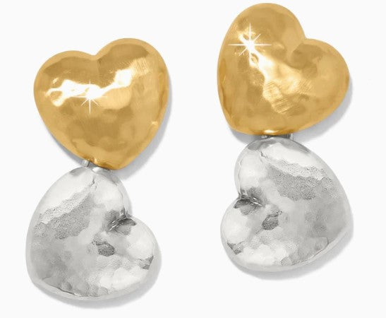 Brighton Trianon Heart Small Two-Tone Post Drop Earrings