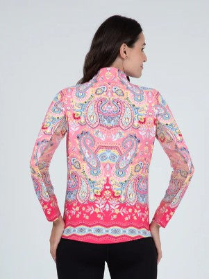 IBKUL Vicki Print Long Sleeve Mock Neck Top
