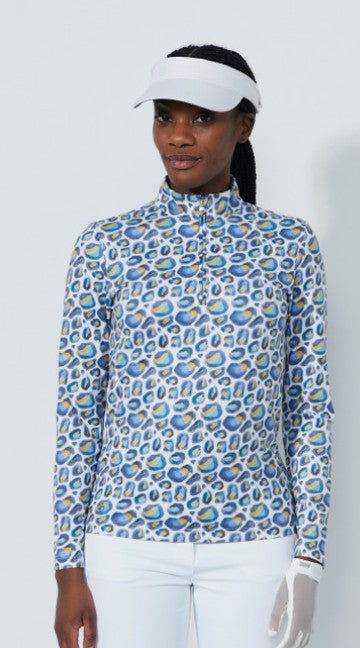 Daily Sports BLUE ILLUSIONS Peached Half Neck Long Sleeve Polo
