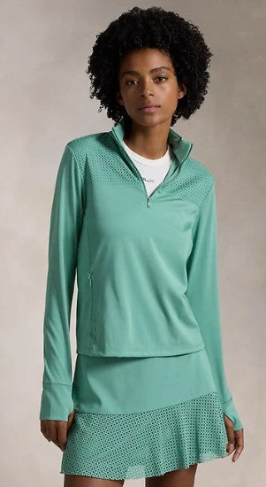 Ralph Lauren RLX LONG-SLEEVE POLYESTER INTERLOCK W/ EYELET DETAIL PULLOVER