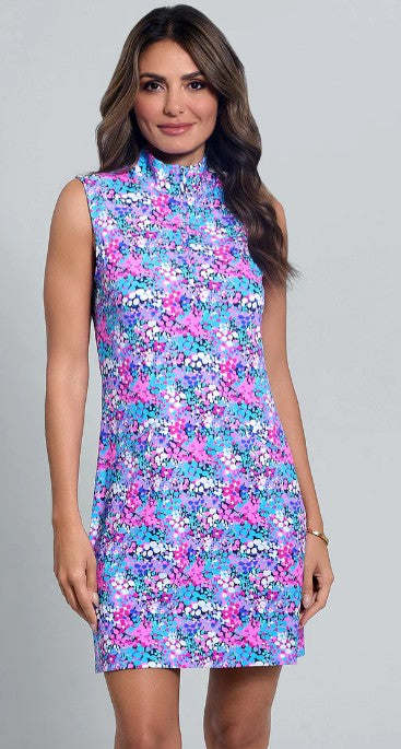 IBKUL Allana Print Sleeveless Mock Dress (Multiple Colors)