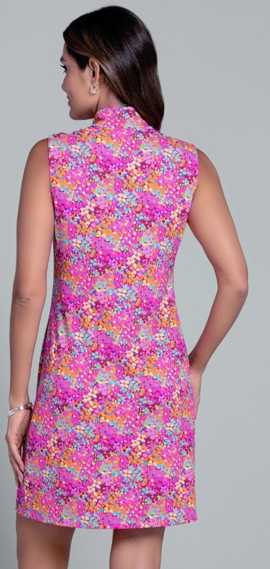 IBKUL Allana Print Sleeveless Mock Dress (Multiple Colors)