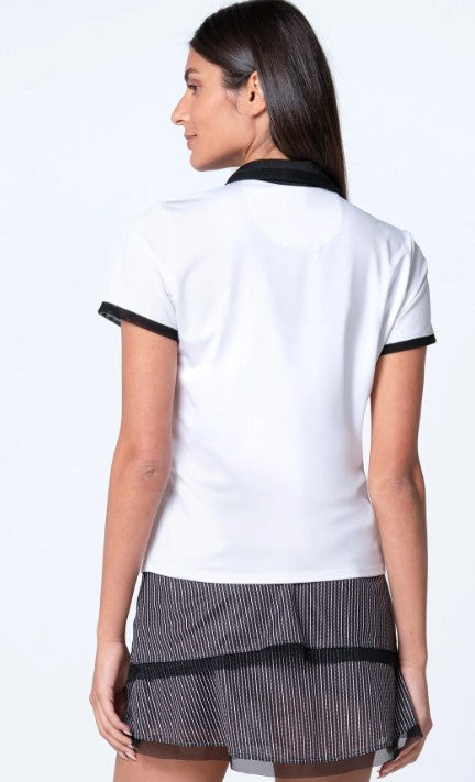 Lucky in Love STRIPE IT UP Chevron Placket Zip Short Sleeve