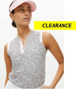 Rohnisch Active Energy Abby Sleeveless Polo Shirt in Hexagon Beige