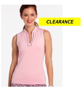 EPNY PATTERN PLAY MANDARIN COLLAR SLEEVELESS POLO