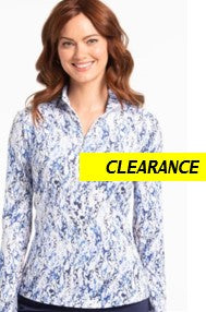 EPNY Day Dreams Splatter Long Sleeve Zip Mock Polo