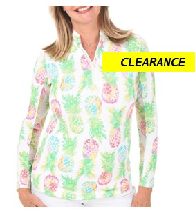 G Lifestyle SPRING Long Sleeve Color Block Zip Mock Neck Top in Ananas Green