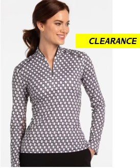 EPNY PATTERN PLAY GEO PRINT ZIP MANDARIN LONG SLEEVE POLO