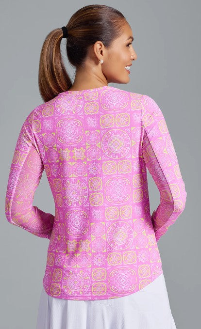 IBKUL Colette Print Long Sleeve Crew Neck (Multiple Colors)