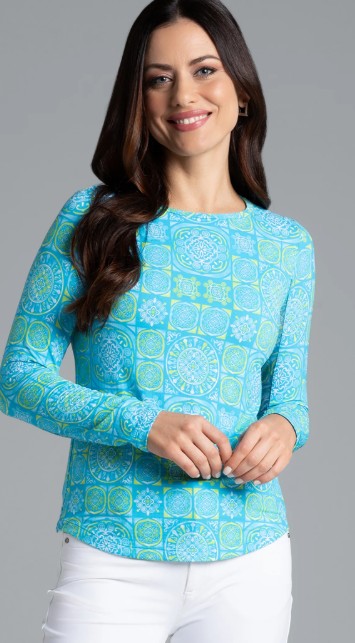 IBKUL Colette Print Long Sleeve Crew Neck (Multiple Colors)