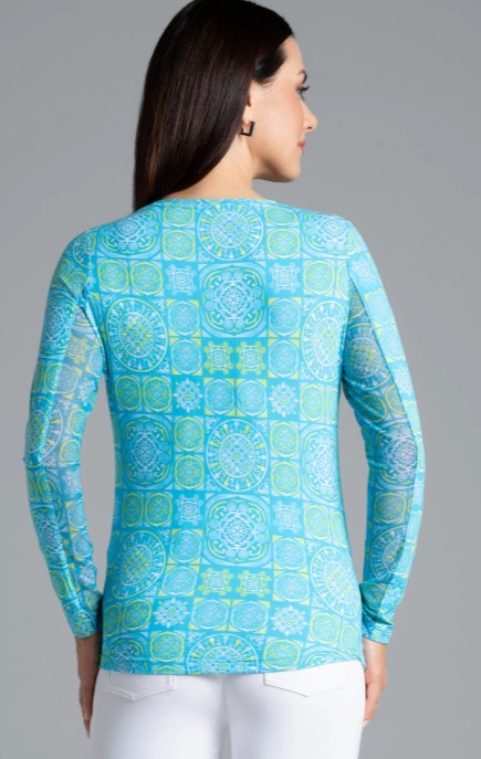 IBKUL Colette Print Long Sleeve Crew Neck (Multiple Colors)