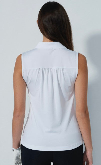 Daily Sports Diamond White Sleeveless Polo Shirt