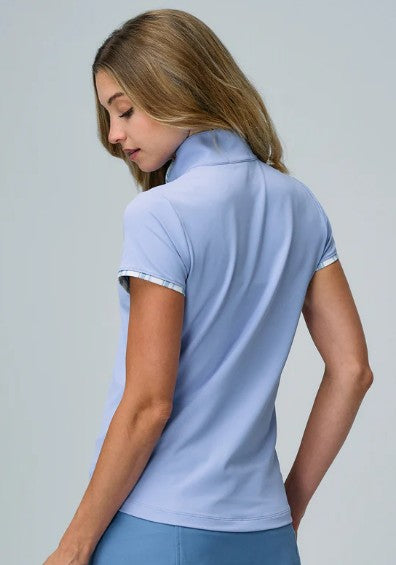 Fairway & Greene DINA ZIP SHORT SLEEVE MOCK
