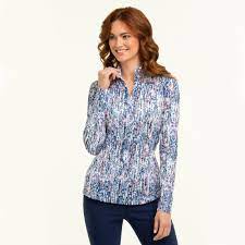 EPNY Natural Instinct Long Sleeve Dash Print Zip Mock Polo