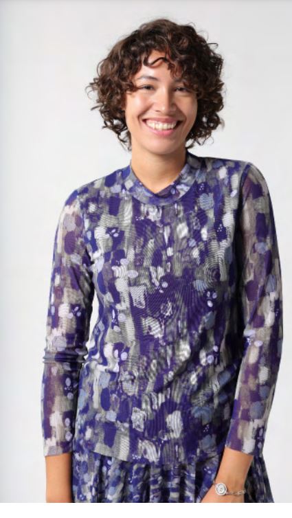 EPC Couture Blue and Silver Claire Long Sleeve Top