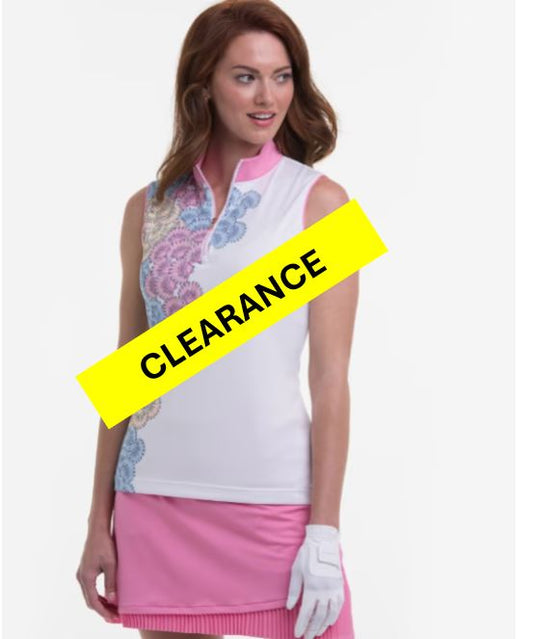 EPNY Picture Perfect Sleeveless Zip Mock Polo with Contrast