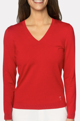 Golftini Red Stretch V-Neck Sweater