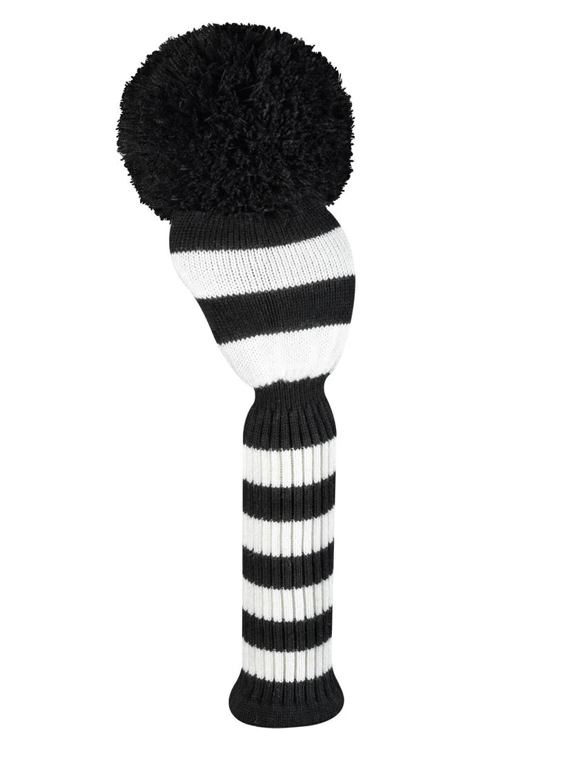 Just4Golf Black and White Stripe Knitted Head Covers