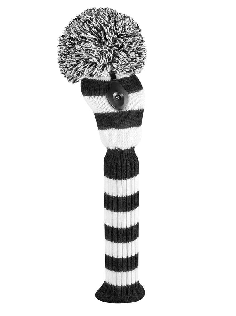 Just4Golf Black and White Stripe Knitted Head Covers