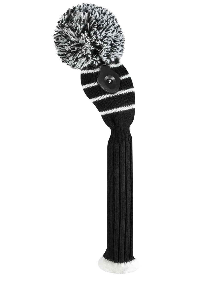 Just4Golf Black and White Stripe Knitted Head Covers