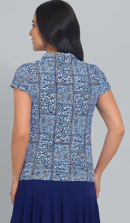 IBKUL Josie Print Tulip Sleeve Polo (Multiple Colors)