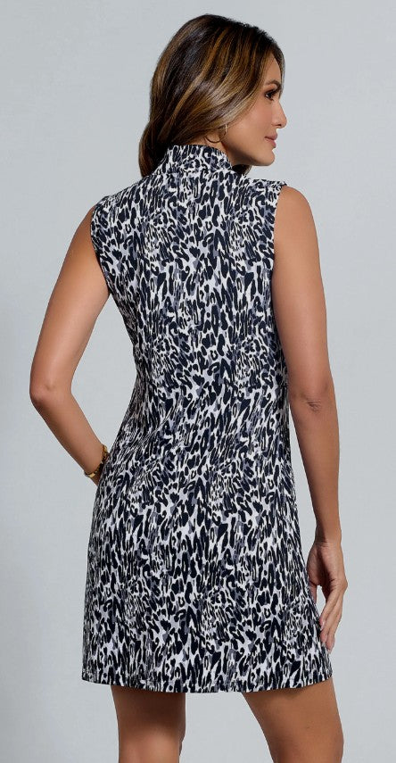 IBKUL Karen Print Sleeveless Mock Dress (Multiple Colors)
