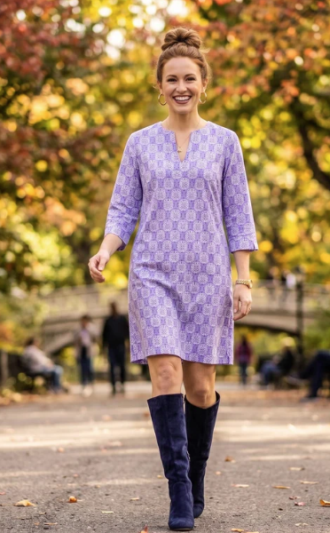 Katherine Way Vero Beach Dress in Fall Ferns Blue