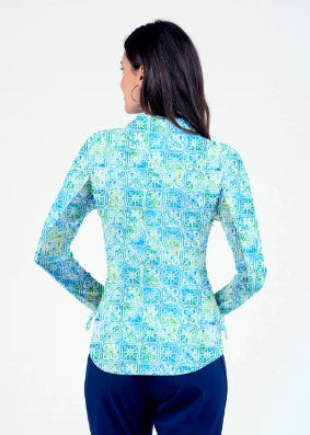 IBKUL Kathy Print Long Sleeve Mock Neck Top