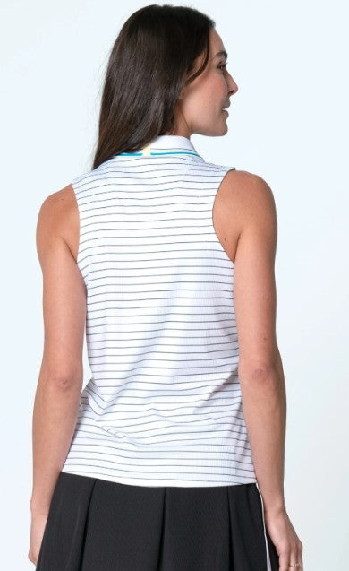 Lucky in Love STRIPE IT UP Pinstripe Sleeveless Zip Tank