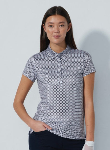 Daily Sports Sheermotion Mosiac Cap Sleeve Polo Shirt