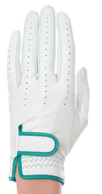Nailed Golf Premium Elongated Leather Golf Gloves White (Multiple Accents)