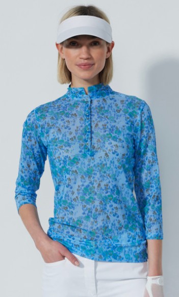 Daily Sports Breeze Water Bloom 3/4 Sleeve Mesh Polo Shirt