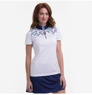 EPNY Color Run Short Sleeve Zip Mock Polo in White