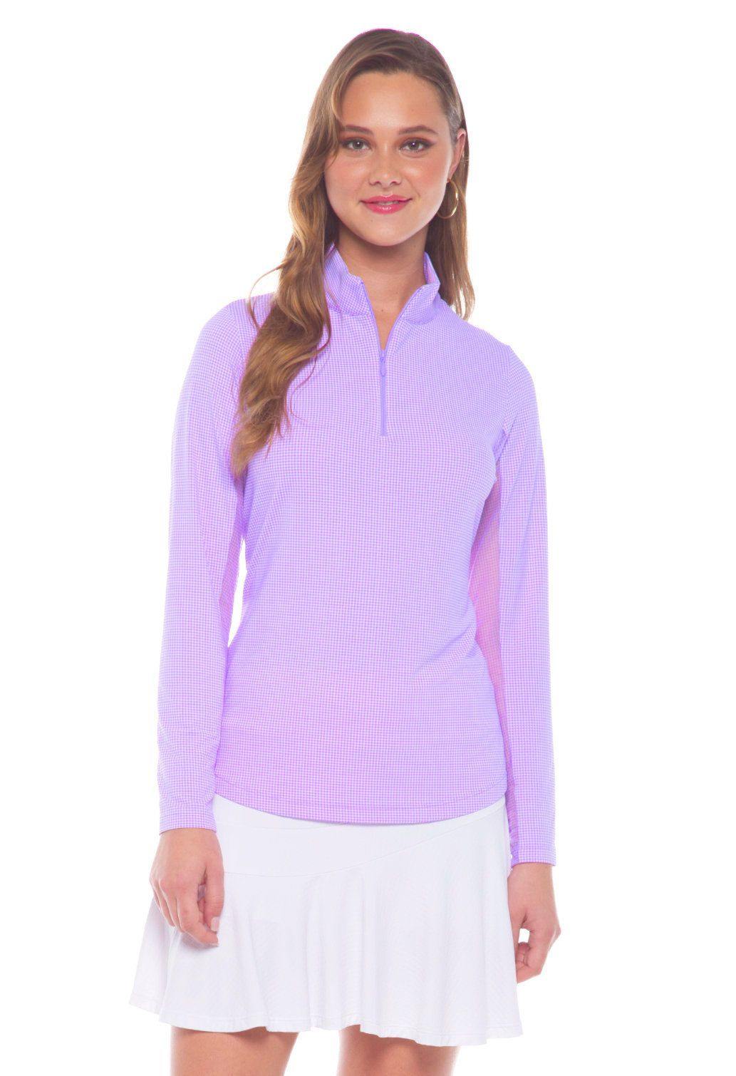 IBKUL Mini Check Long Sleeve Lavender
