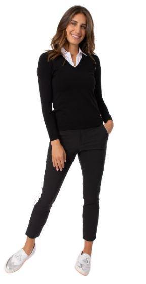 Golftini Flirtini Black with White Stretch Ankle Pant - Gals on and off the Green