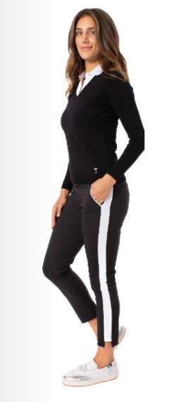 Golftini Flirtini Black with White Stretch Ankle Pant - Gals on and off the Green