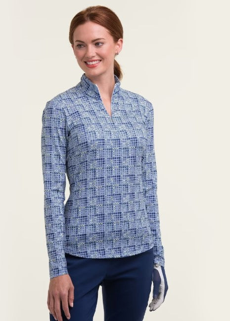 EPNY Get In Prep Long Sleeve Geometric Print Zip Mock