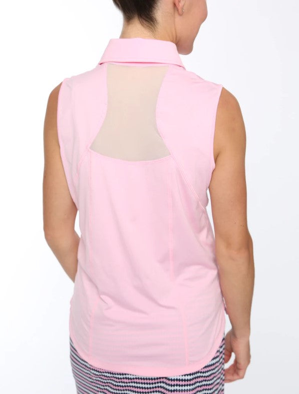 Belyn Key Tin Cup Mesh Panel Sleeveless