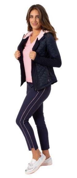 Golftini Navy with Light Pink Ankle Pant - Gals on and off the Green