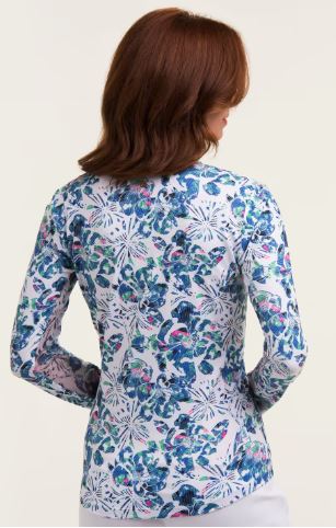 EPNY Fresh Paint Long Sleeve Rainbow Floral Zip Mock