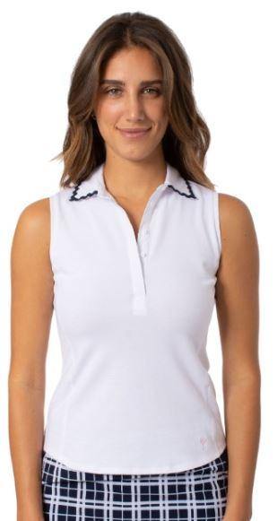 Golftini Sleeveless Ric Rac Trim Polo (Multiple Colors) - Gals on and off the Green