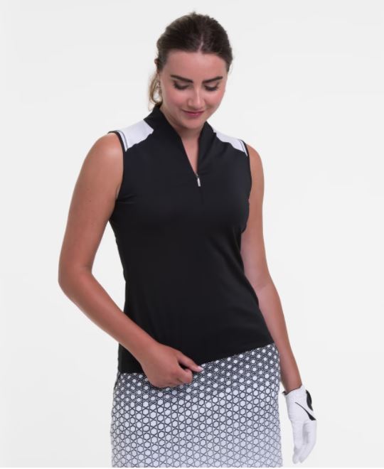 EPNY Retroactive Sleeveless Zip Mandarin Collar Polo
