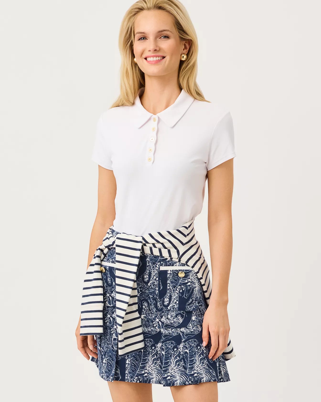 LILLY PULITZER Luxletic Luisa Skort 17" in Low Tide Navy Lil Palm Prowl Golf