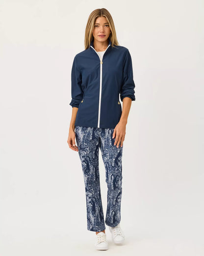 LILLY PULITZER Corso Kick Flare Ankle Pant 28" in Low Tide Navy Lil Palm Prowl Golf