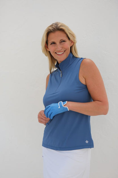 FAMARA Juniper Mock Collar Sleeveless Shirt